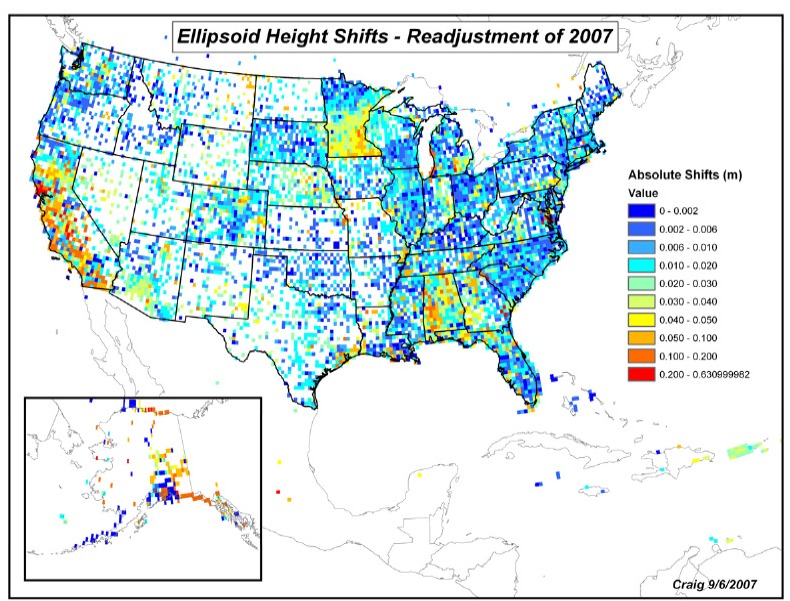 ellipsoid height changes due to NRA2007