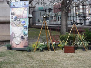 NGS display with antique surveying instruments