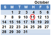 October 2012 Calendar