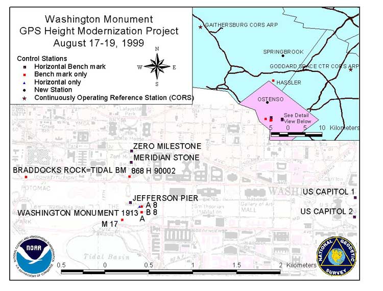 Map of control stations in Washington monument project