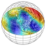 Earth with geoid overlay and latitude/longitude lattice, Image: NOAA, NGS