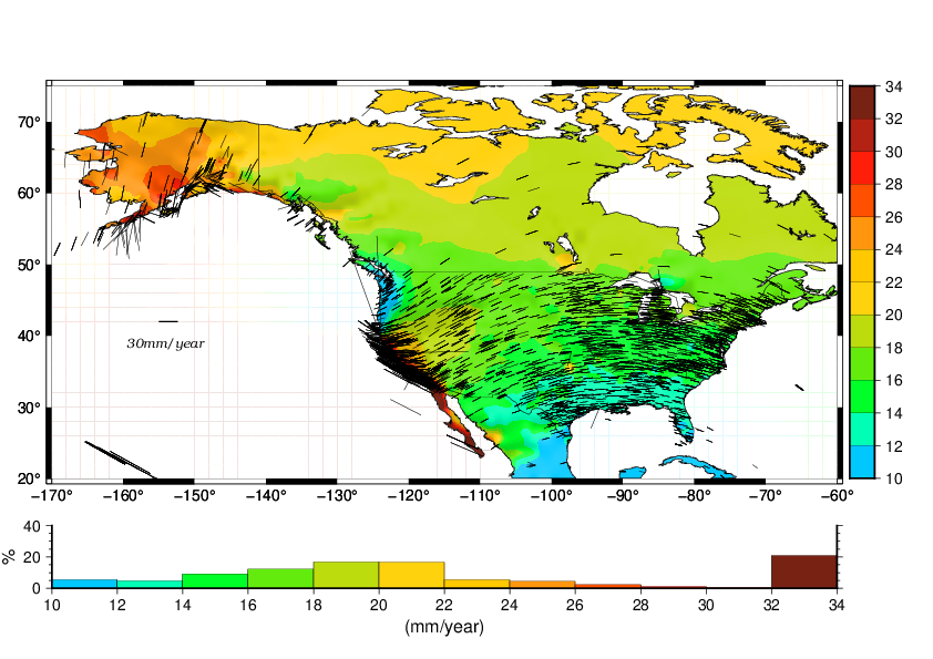 Horizontal velocity field (50 km x 50 km) gridding