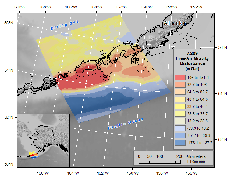 map of Free-Air Gravity Disturbance using Quantile Classification