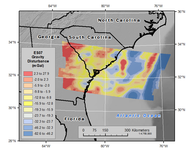 map of Gravity Disturbance using Quantile Classification