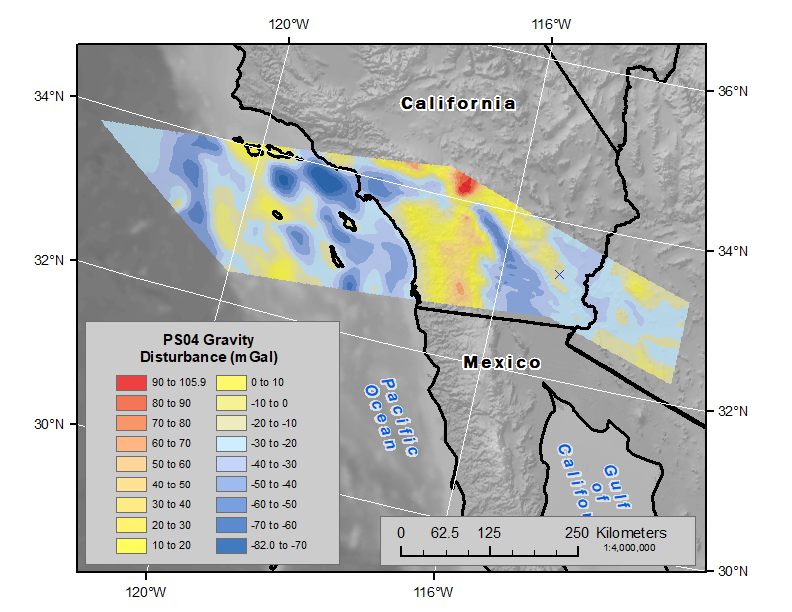 map of Gravity Disturbance using Equal Interval Classification