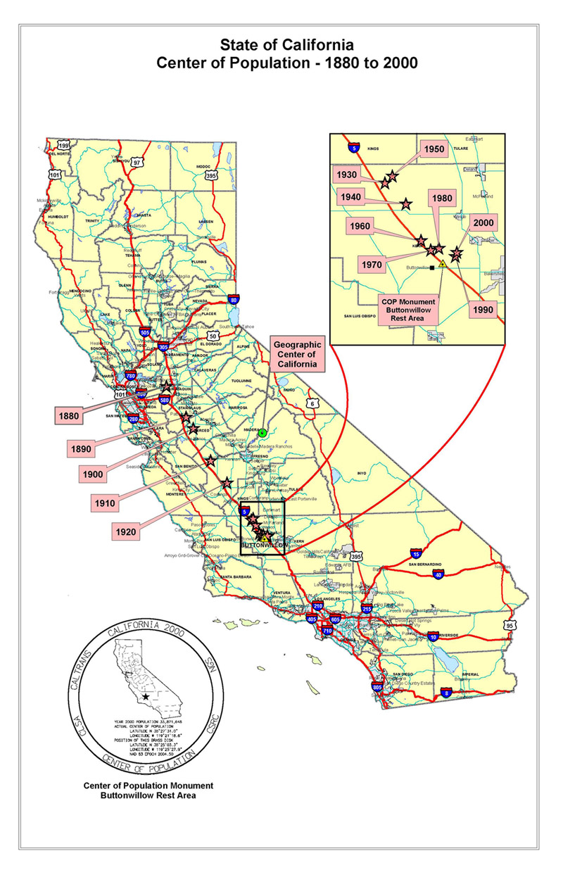 Center of Population Map of California