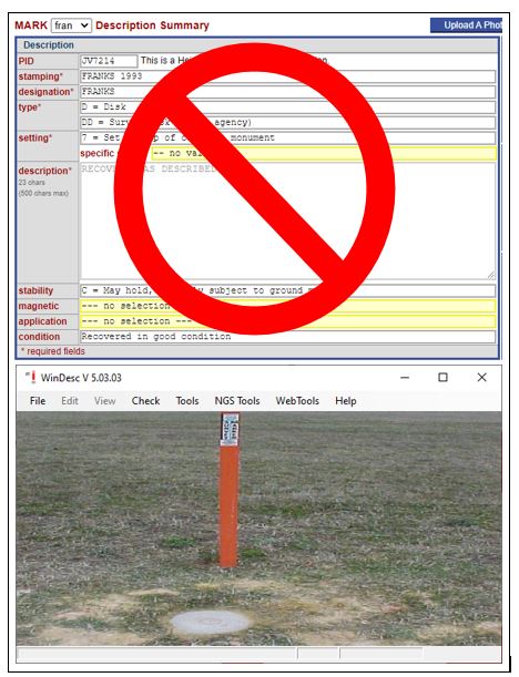 For submitting a GNSS project to NGS for publication, a complete set of description files are needed. Mark descriptive summary as shown on the Mark Page is not sufficient.