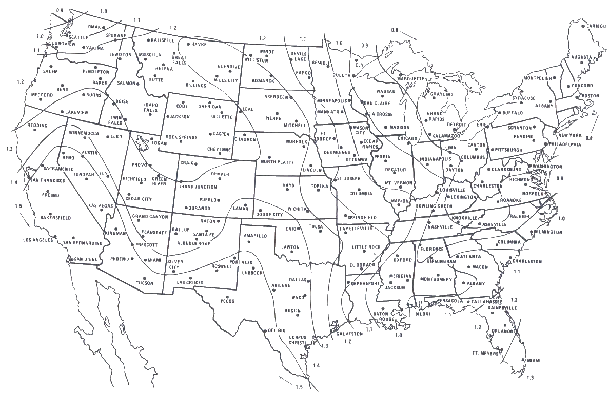 United States Frost Depth Map